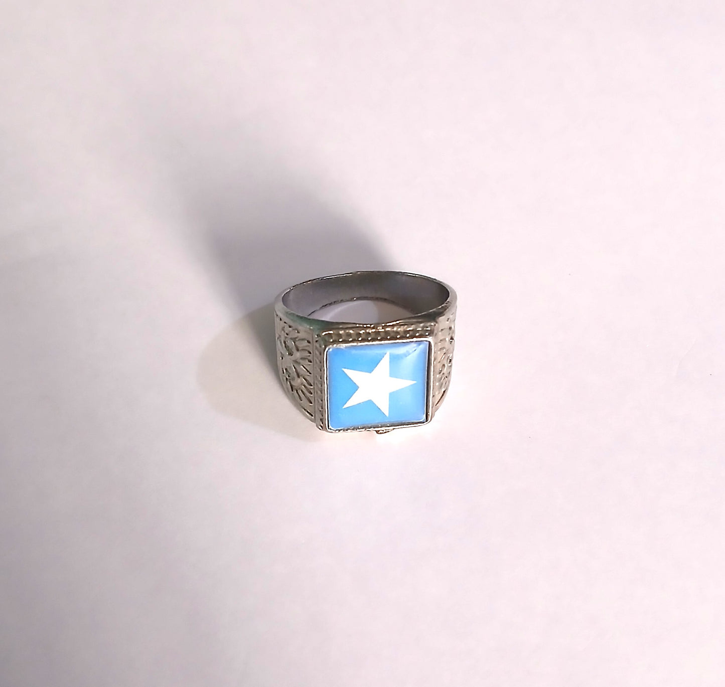 Unique Silver Ring with a Bold Somalia Flag Design.