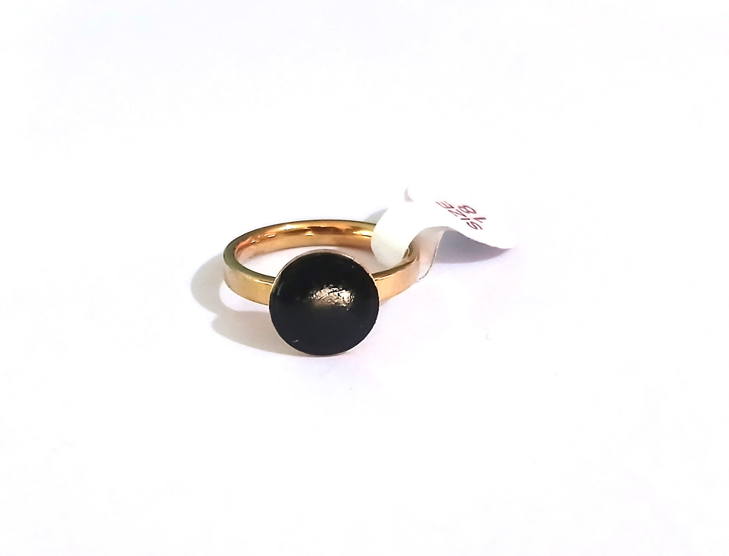 Gold-Colored Ring with Round Black Design