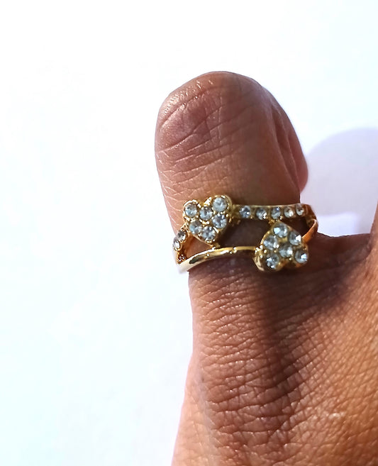 Stylish Heart-Shaped Ring with Precious Gemstones