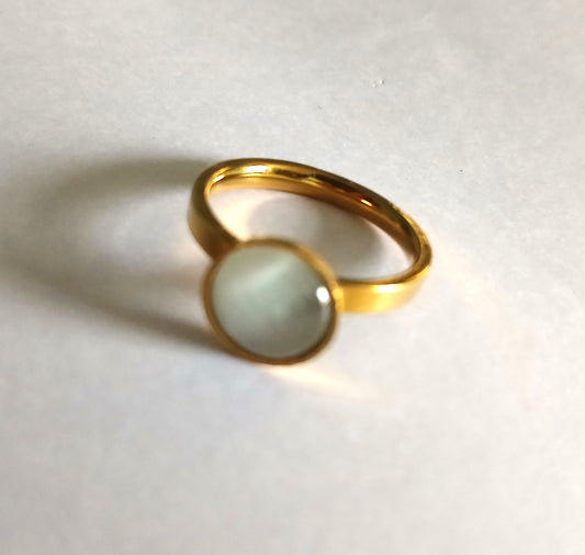 Stylish Gold-Colored Ring with Moonstone for Both Men and Women.