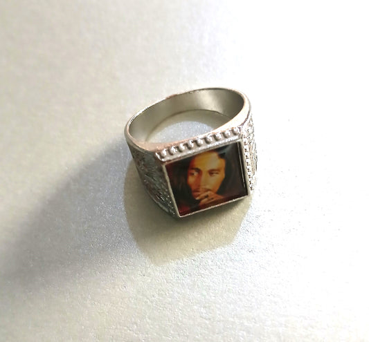 Silver Men's Ring, Inspired by Rastafarian Culture and Iconic Figures Like Bob Marley