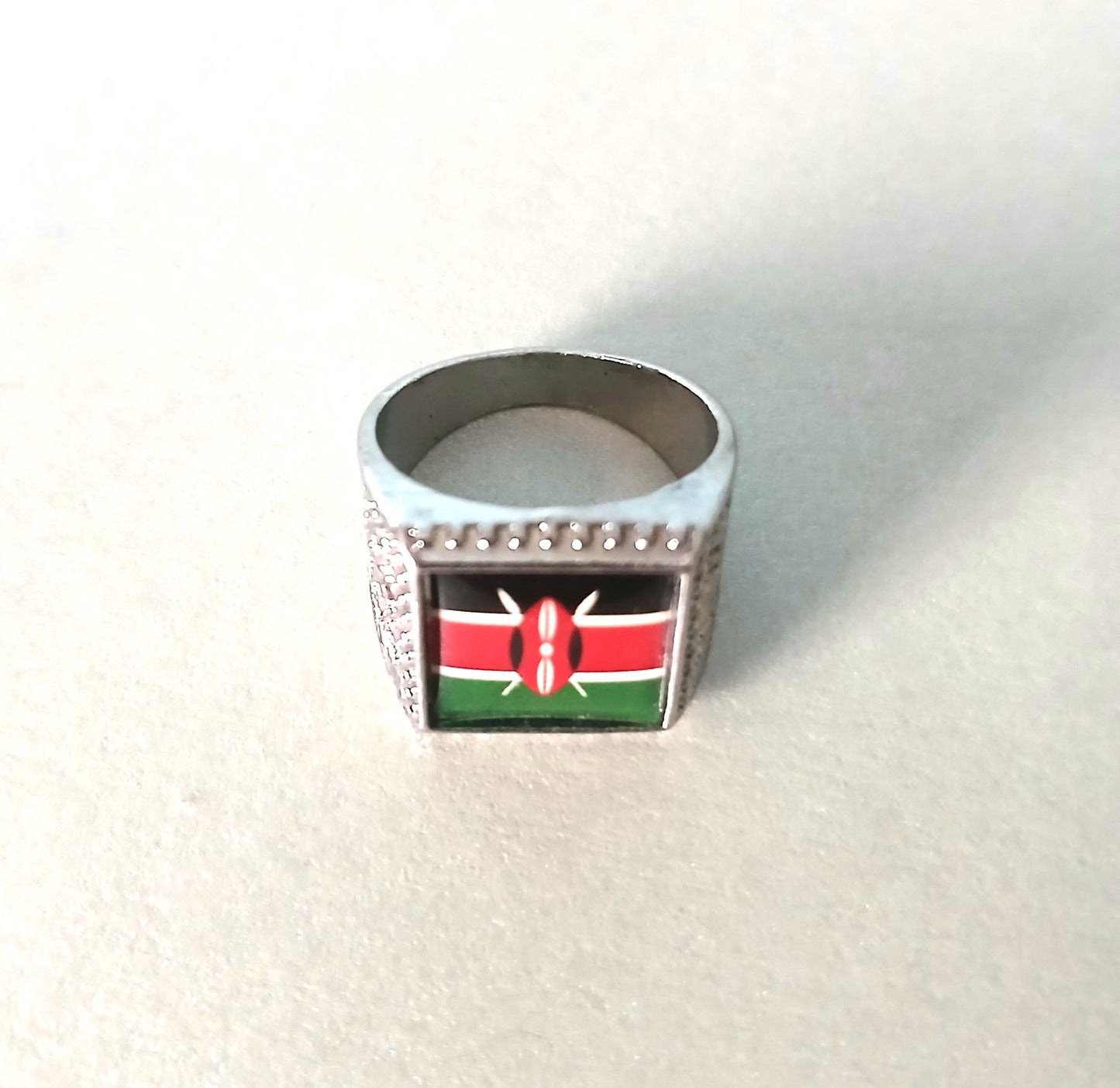 Silver Men's Ring, Inspired by South C Nairobi Street Styles with the Kenya Flag