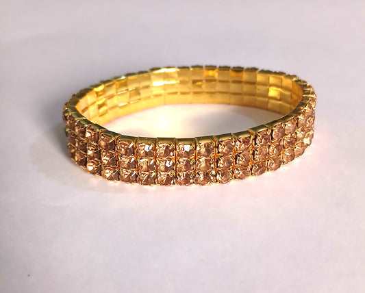 Shiny Gold-Colored Stretch Bracelet