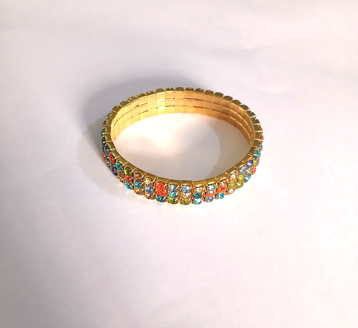 Shiny Gold-Colored Bracelet Multicolor Design