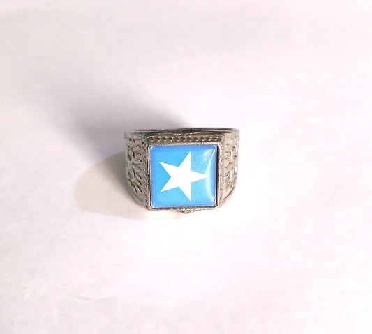Unique Silver Ring with  a Bold Somalia Flag Design.