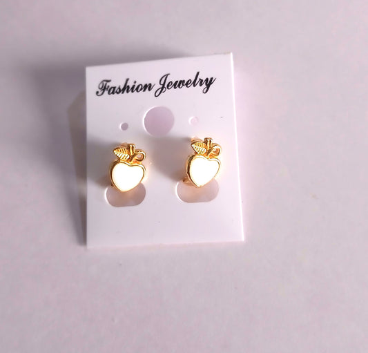 Small, Gold-Colored Heart-Shaped Hoop Earrings