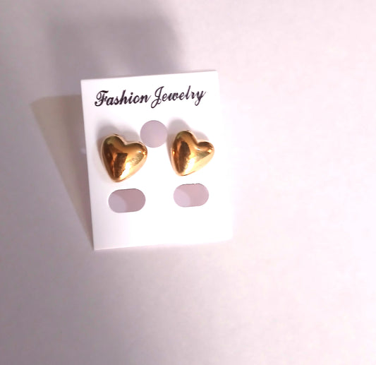 Gold-Colored Heart-Shaped Studs