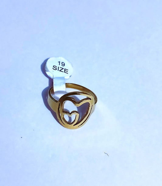 Gold-Colored Ring with an Elegant Heart Shape