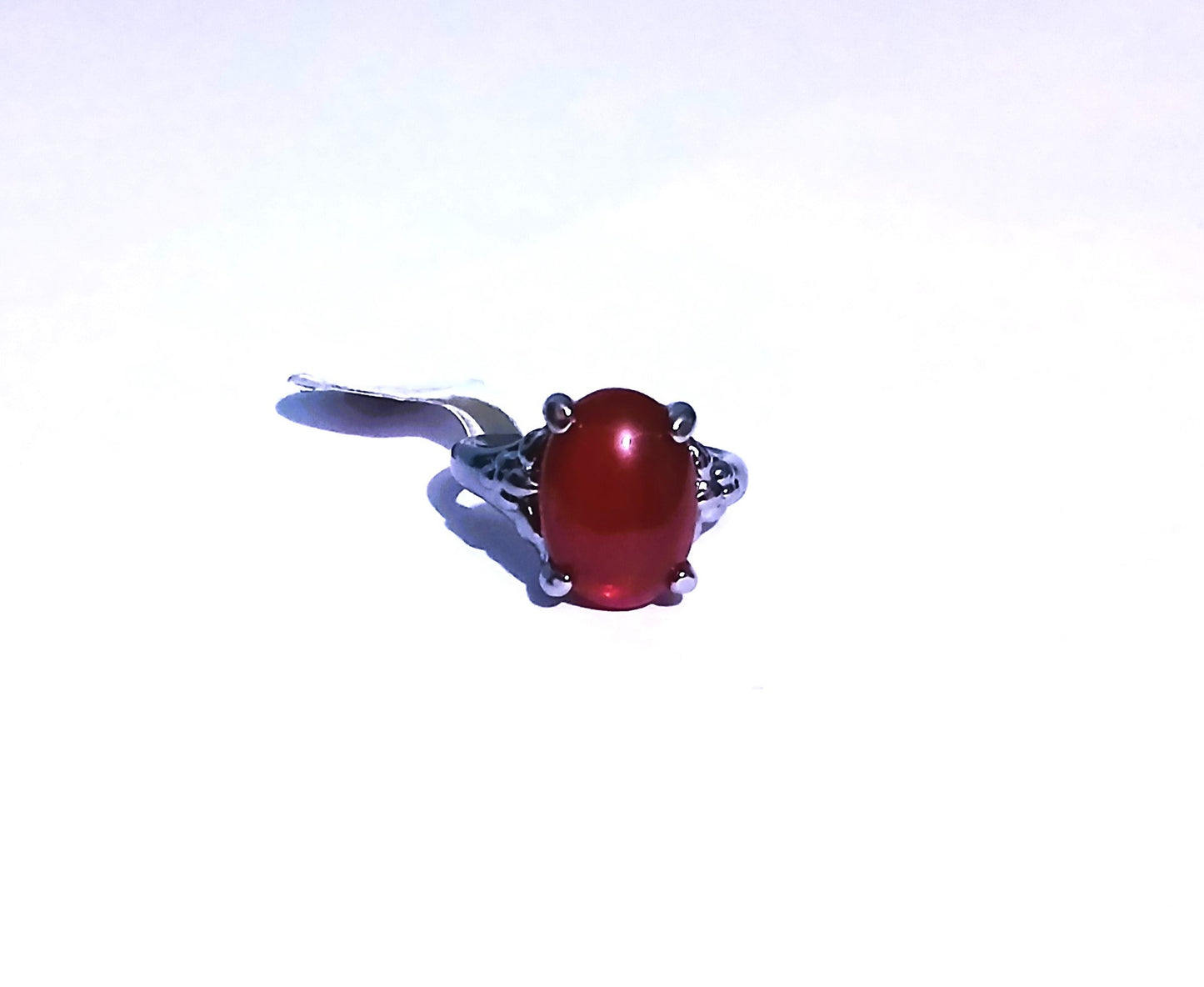 Silver Ring with Red Ruby Gemstone