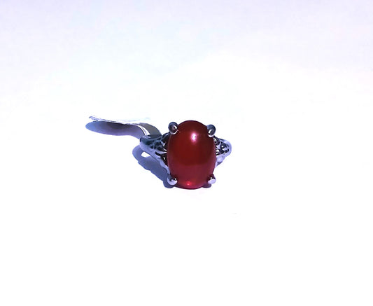 Silver Ring with Red Ruby Gemstone