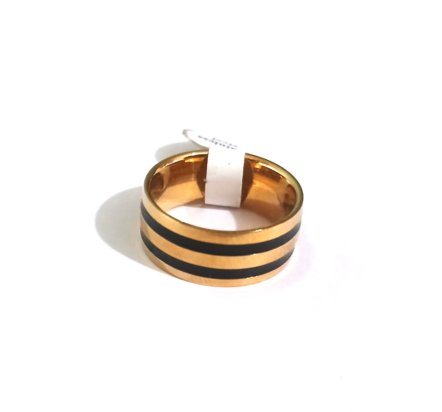 Gold Color Wedding Rings with Black Line Detail
