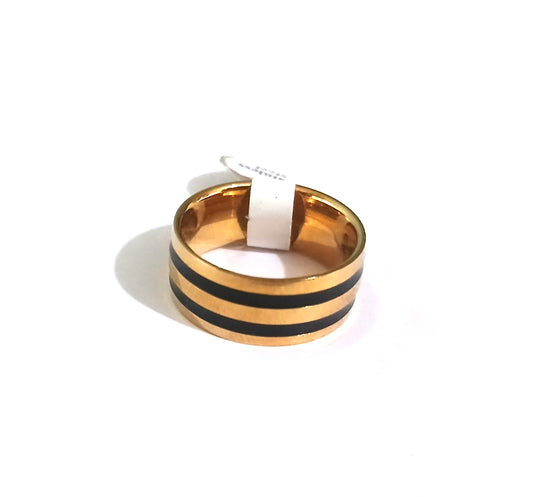 Gold Color Wedding Rings with Black Line Detail