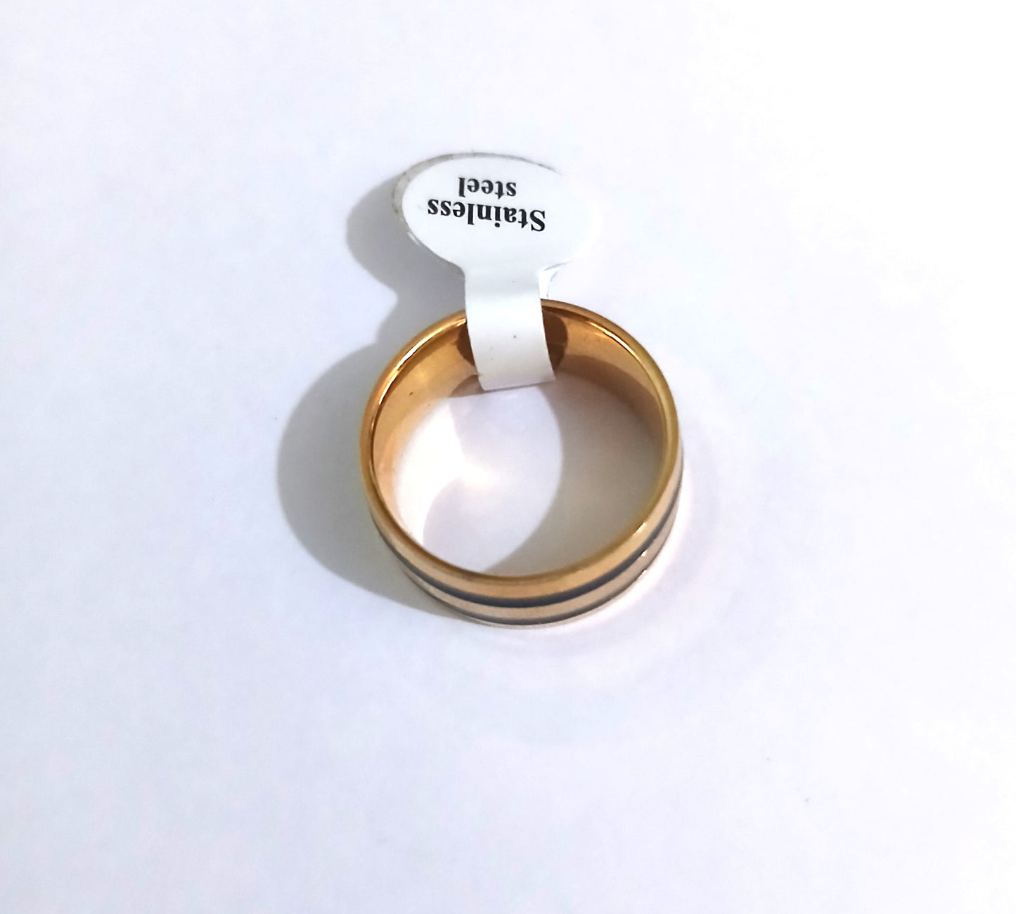 Gold Color Wedding Rings with Black Line Detail