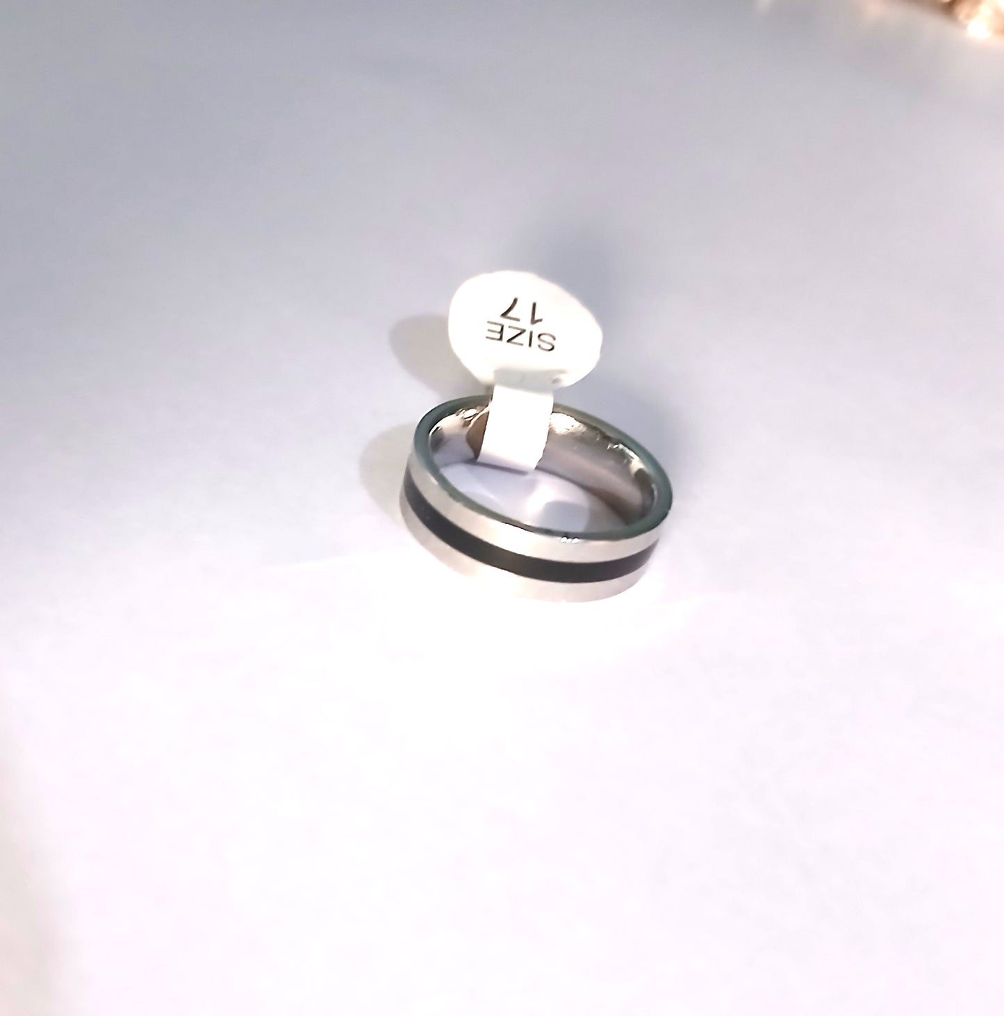 Silver Colored Ring with Black Line Detail – Unisex Engagement Ring, South C Nairobi