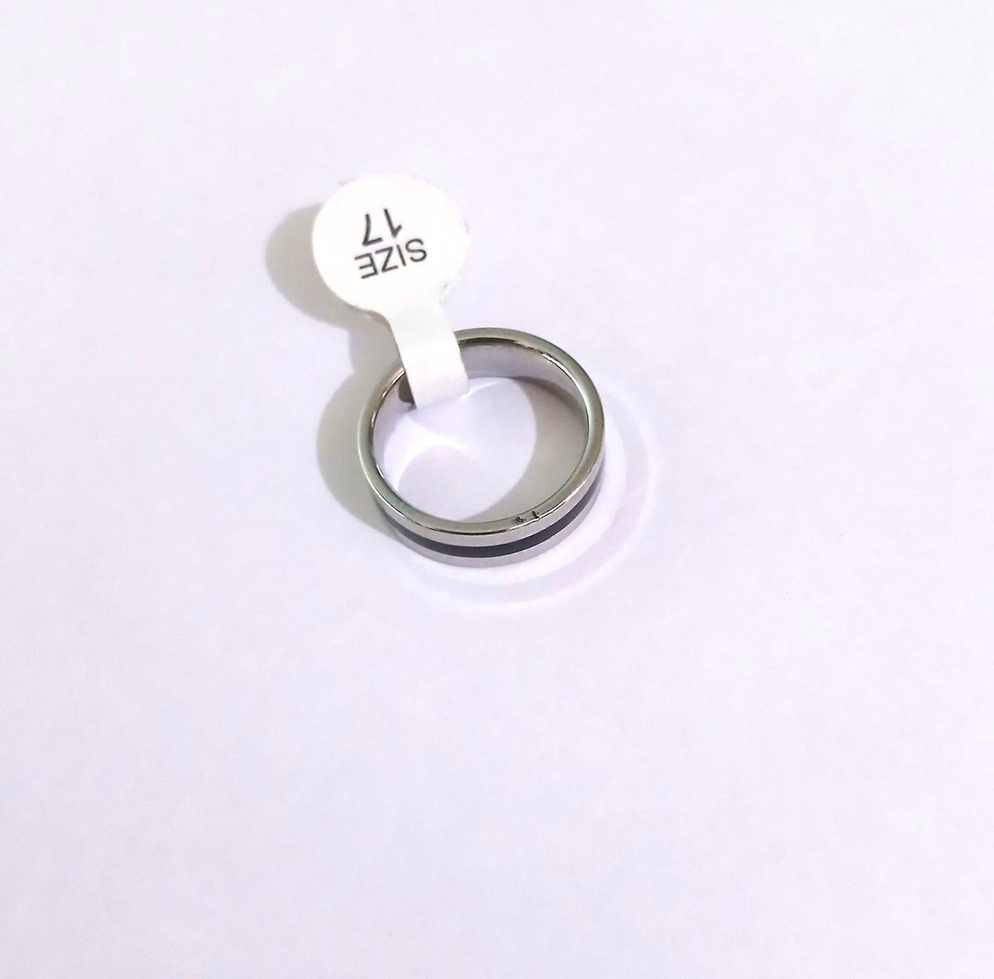 Silver Colored Ring with Black Line Detail – Unisex Engagement Ring, South C Nairobi