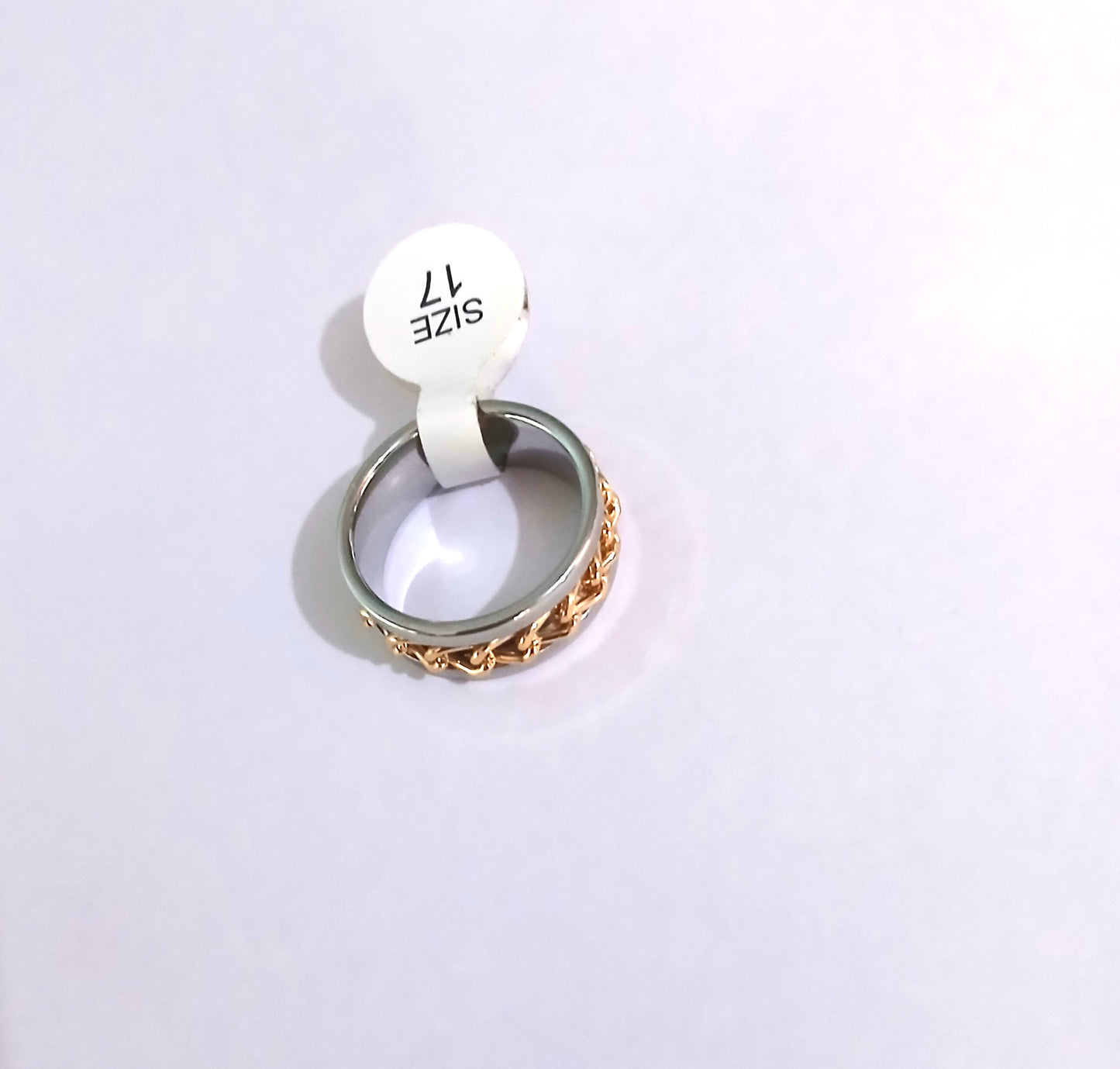 Silver Colored Round Band Ring with Gold Accents – Trendy South B Style
