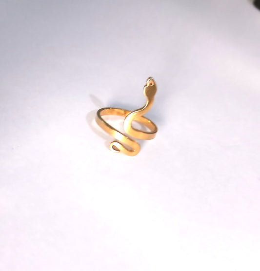 Snake-Inspired Gold-Colored Ring for Women
