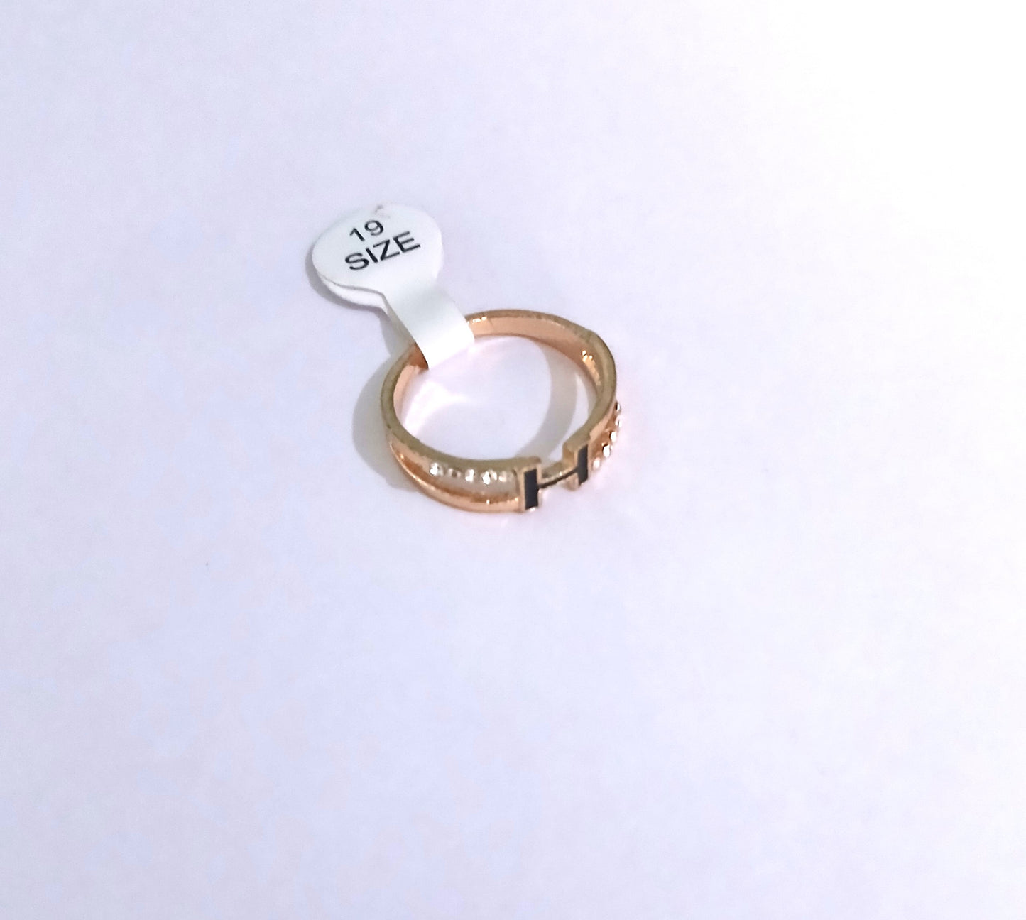 Black Letter H on Gold's Women’s Ring with Shiny Gemstones – Affordable Fashion in Nairobi South B