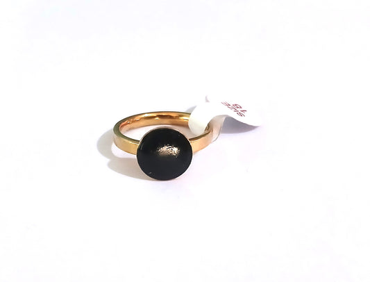 Gold-Colored Ring with Round Black Design