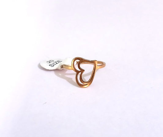 Gold-Tone Heart-Shaped Stainless Steel Ring