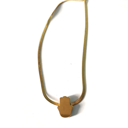 Gold-Colored Hand Shape Pendant with Durable Chain